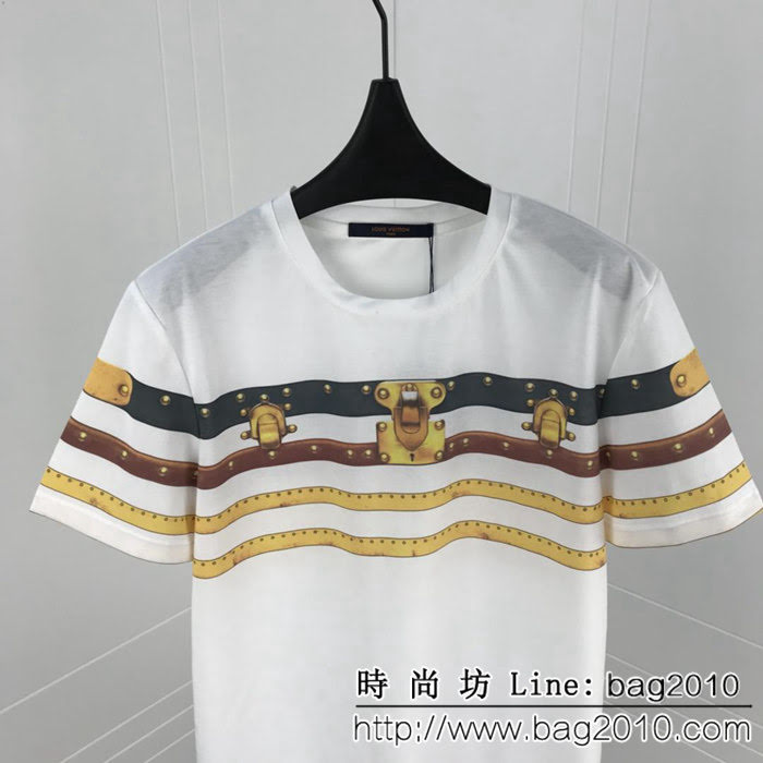 LV路易威登 19早春新款 金色鎖頭印花 雙股絲光棉 男款短袖 ydi1543